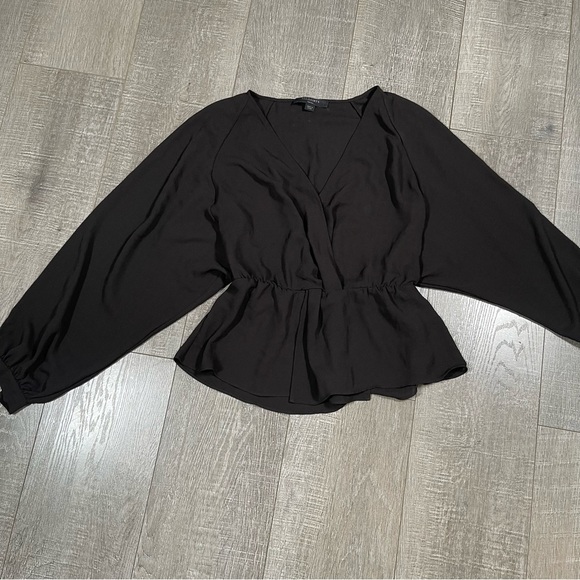AllSaints Women’s Lasia Top Peplum Black Size S Draped Twist - Picture 2 of 10